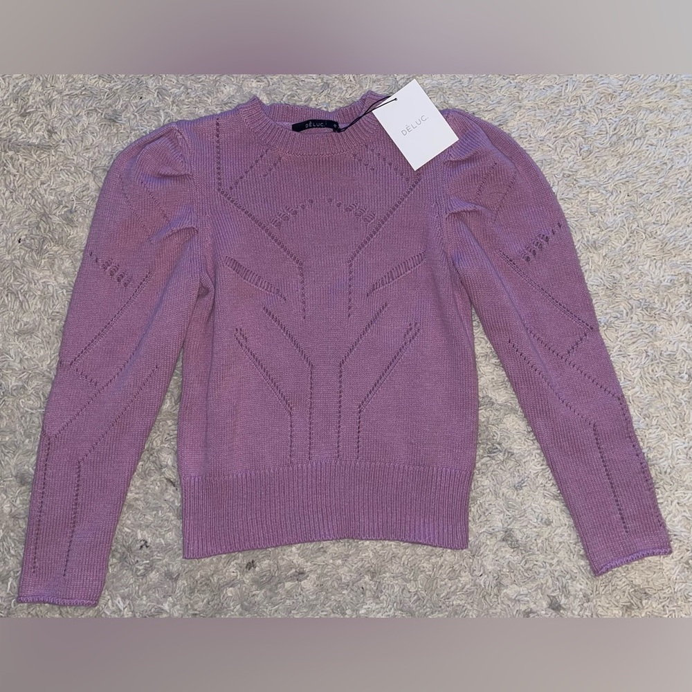 DELUC  purple Lilac long sleeve sweater top XS Extra Small NWT